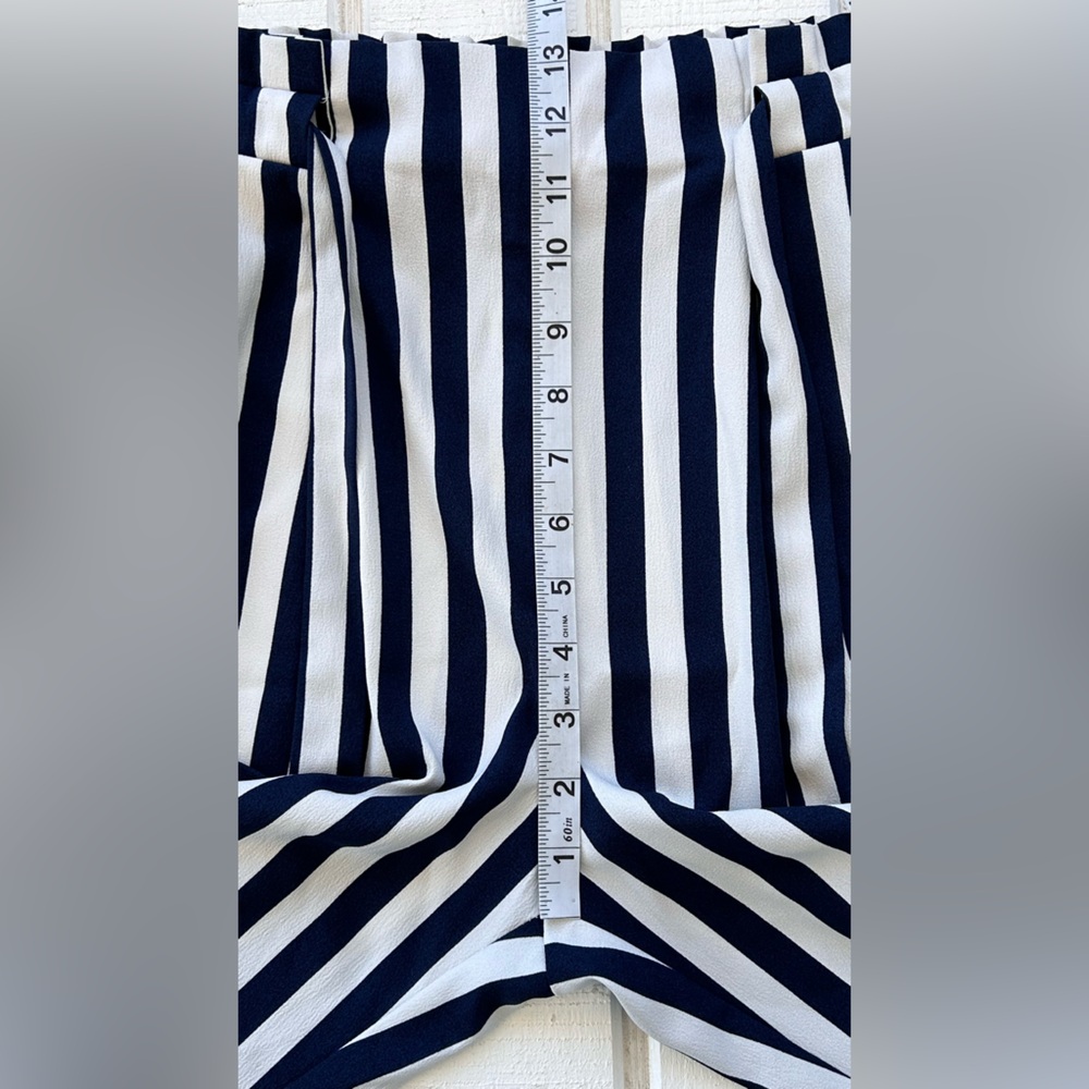 Zara Basic Collection Wide Leg Striped Pants Navy… - image 7
